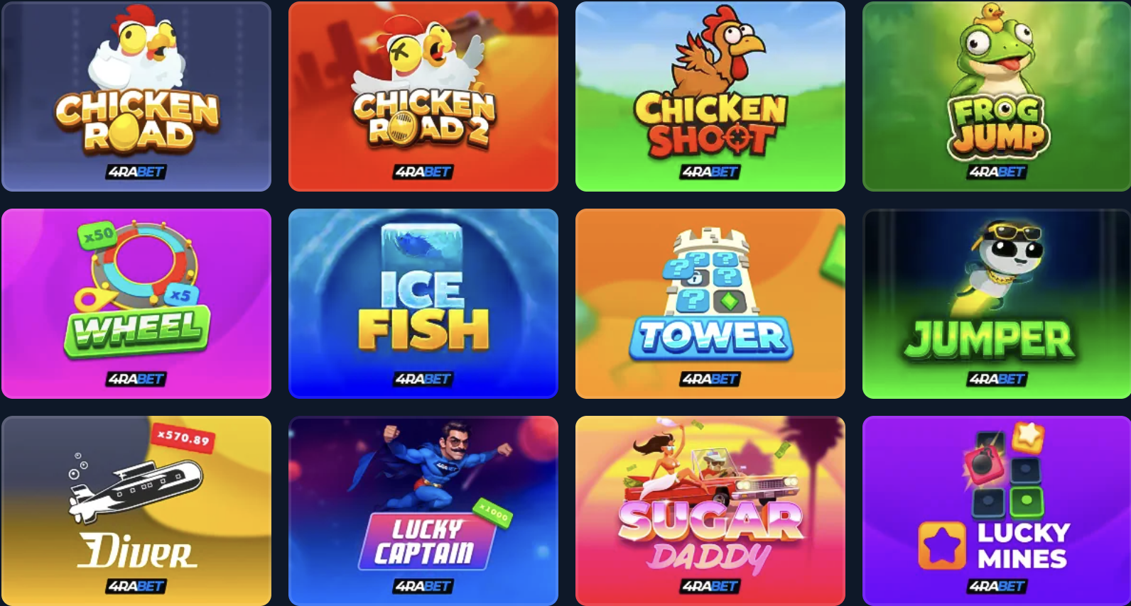 4Rabet online slots and casino gaming grid